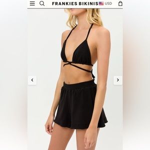 Frankie’s Bikinis black terry shorts